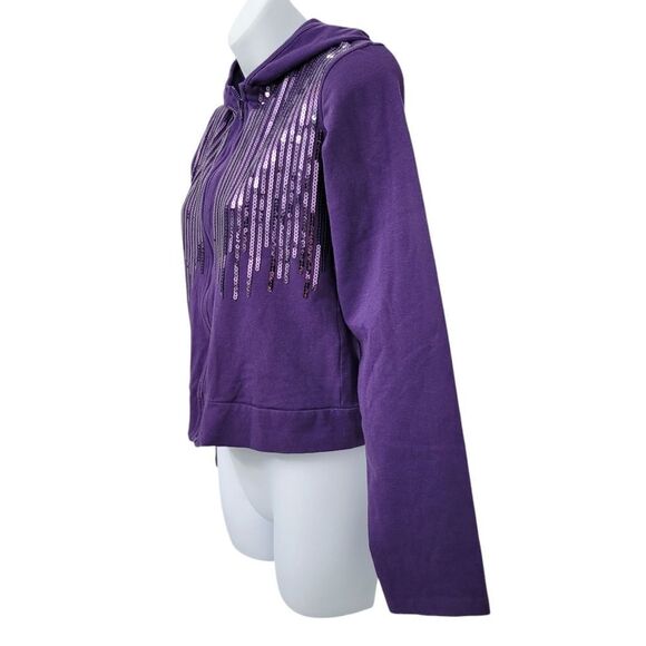 2/$20 Urban Behavior Shinny Purple Zipper Up Hoodie Jacket Size: Large - Picture 4 of 12